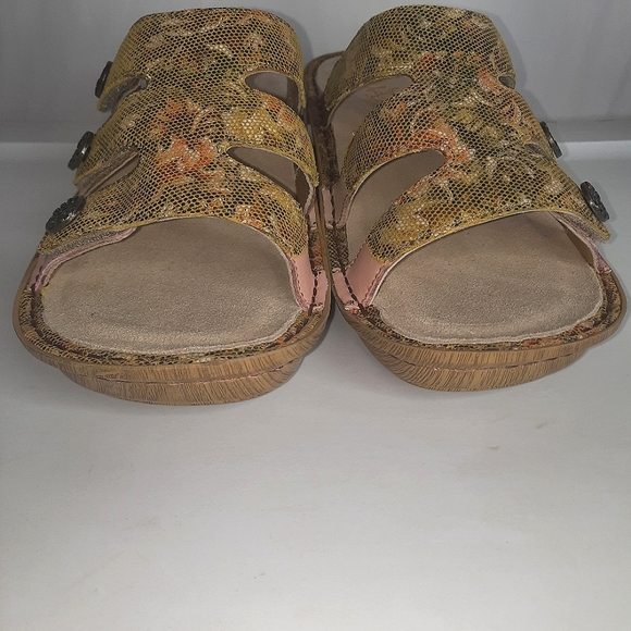 ALEGRIA Enmeshed Slide Sandals Floral Gold Peach Sage Green Tan EU 39 US 9 - Picture 10 of 11